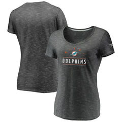 Miami Dolphins Women's League Leader Space Dye V-Neck T-Shirt - Charcoal - Fanatics