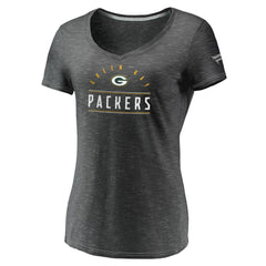Green Bay Packers Women's League Leader Space Dye V-Neck T-Shirt - Charcoal - Fanatics
