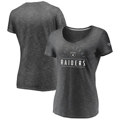 Las Vegas Raiders Women's League Leader Space Dye V-Neck T-Shirt - Charcoal - Fanatics