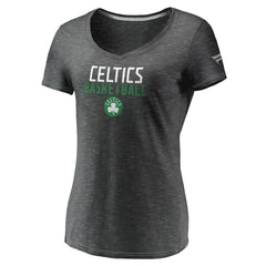 Fanatics Boston Celtics Women's Double-Fade Space-Dye V-Neck T-Shirt Charcoal