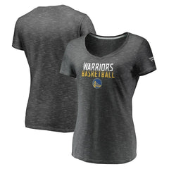 Fanatics Golden State Warriors Women's Double-Fade Space-Dye V-Neck T-Shirt Charcoal