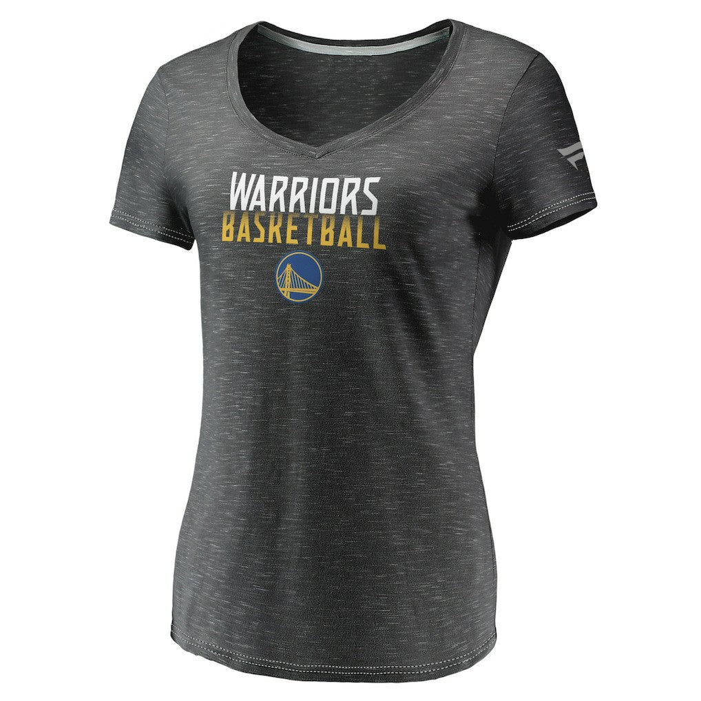 Fanatics Golden State Warriors Women's Double-Fade Space-Dye V-Neck T-Shirt Charcoal