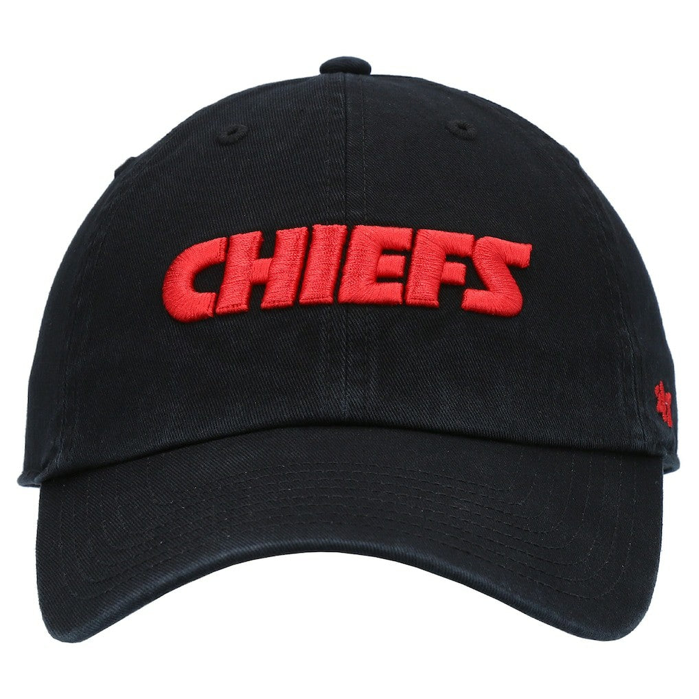 Kansas City Chiefs '47 Clean Up Script Adjustable Hat - Black - 47 brand