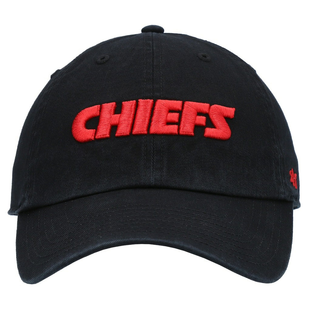 Kansas City Chiefs '47 Clean Up Script Adjustable Hat - Black - 47 brand