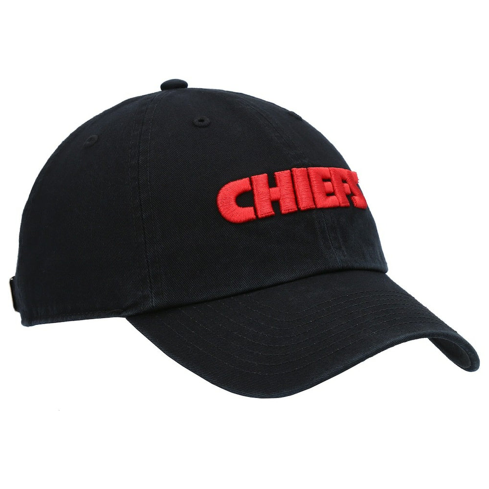 Kansas City Chiefs '47 Clean Up Script Adjustable Hat - Black - 47 brand