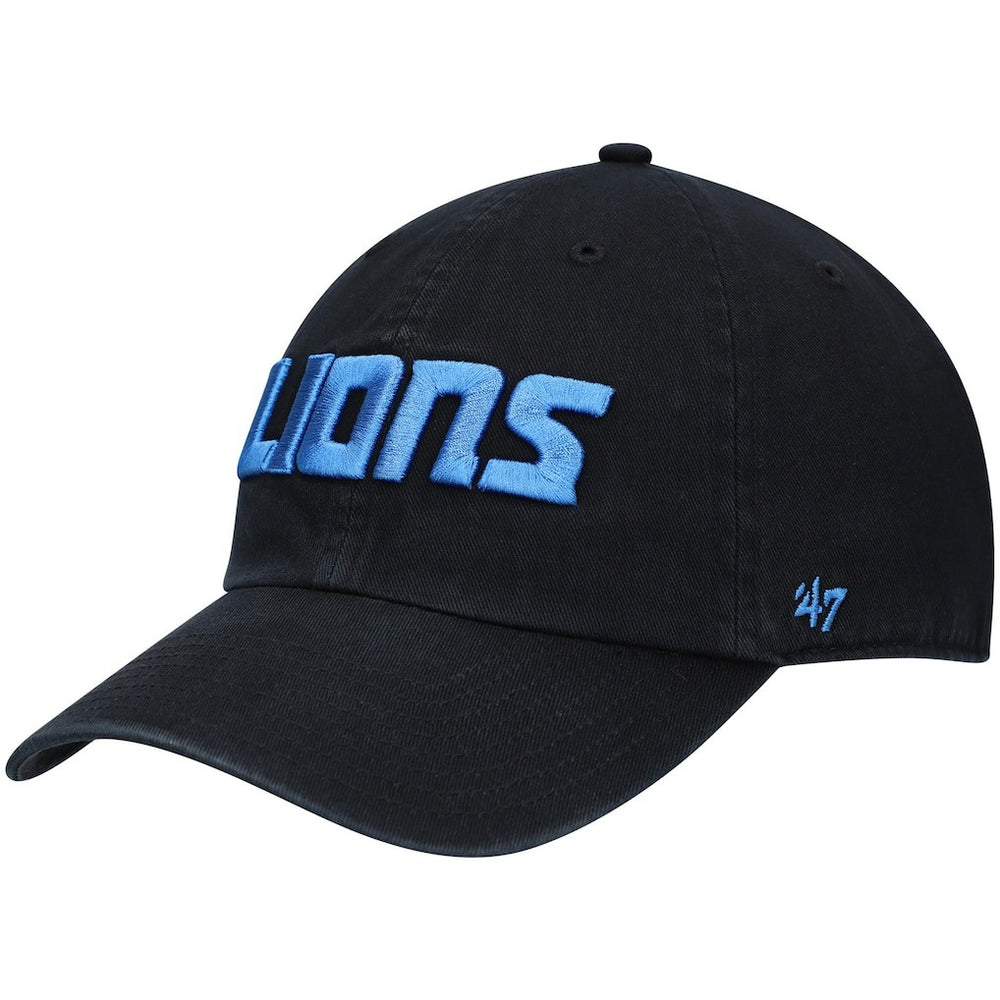Detroit Lions '47 Clean Up Script Adjustable Hat - Black - 47 brand