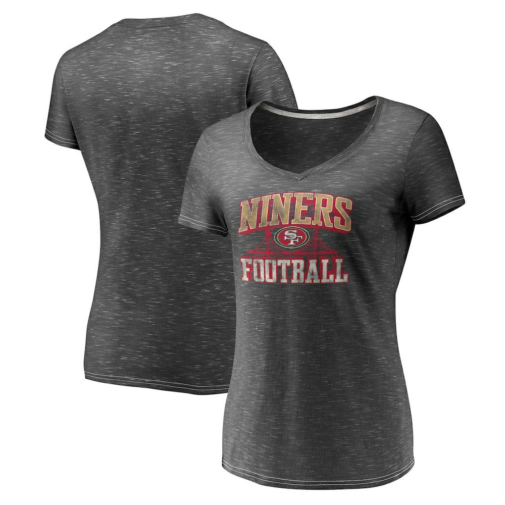 San Francisco 49ers Women's Hometown Space-Dye V-Neck T-Shirt - Heathered Charcoal - Fanatics