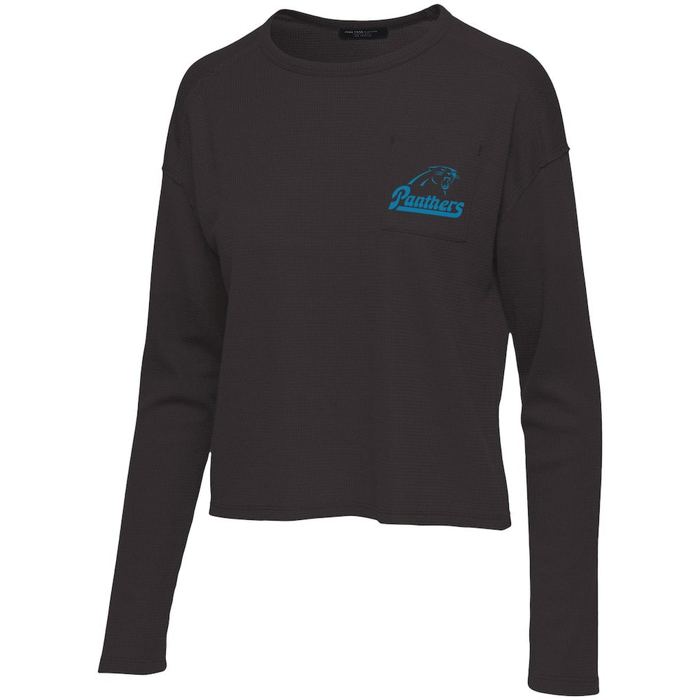 Carolina Panthers Junk Food Women's Pocket Thermal Long Sleeve T-Shirt - Black - NFL