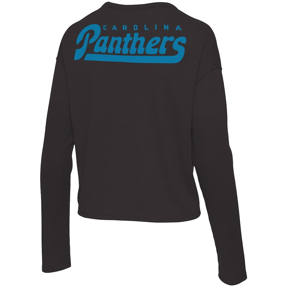 Carolina Panthers Junk Food Women's Pocket Thermal Long Sleeve T-Shirt - Black - NFL