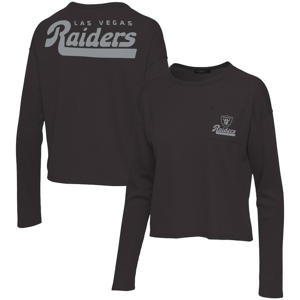 Las Vegas Raiders Junk Food Women's Pocket Thermal Long Sleeve T-Shirt - Black - NFL
