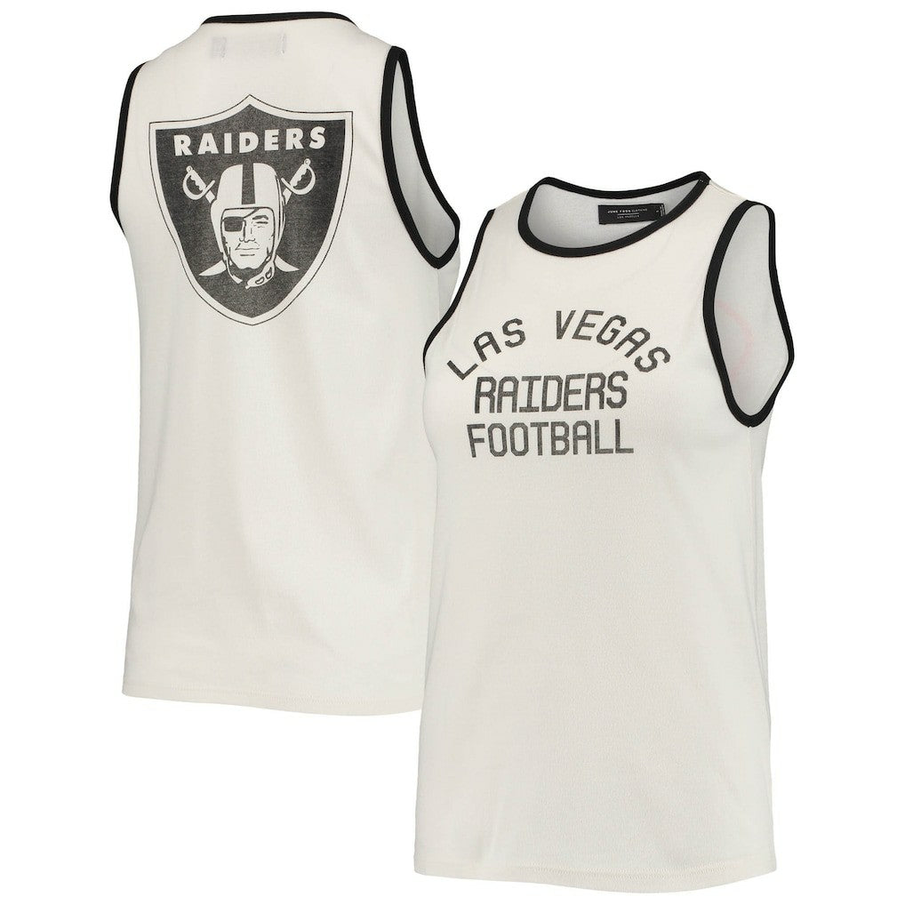 Las Vegas Raiders Junk Food Women's Throwback Pop Binding Scoop Neck Tank Top - White/Black - NFL