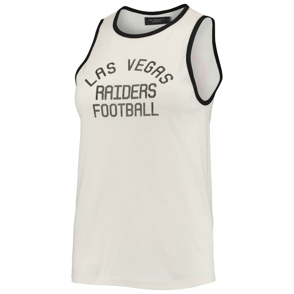 Las Vegas Raiders Junk Food Women's Throwback Pop Binding Scoop Neck Tank Top - White/Black - NFL