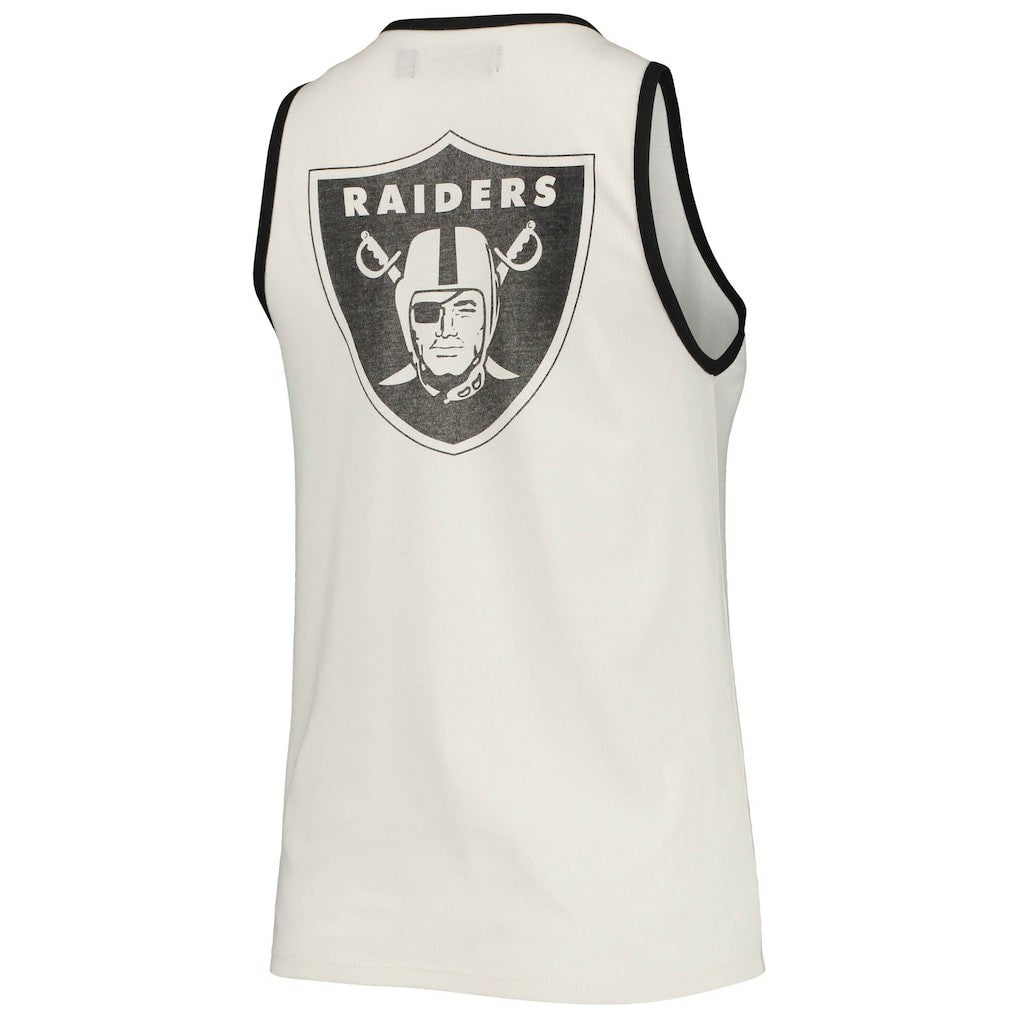 Las Vegas Raiders Junk Food Women's Throwback Pop Binding Scoop Neck Tank Top - White/Black - NFL