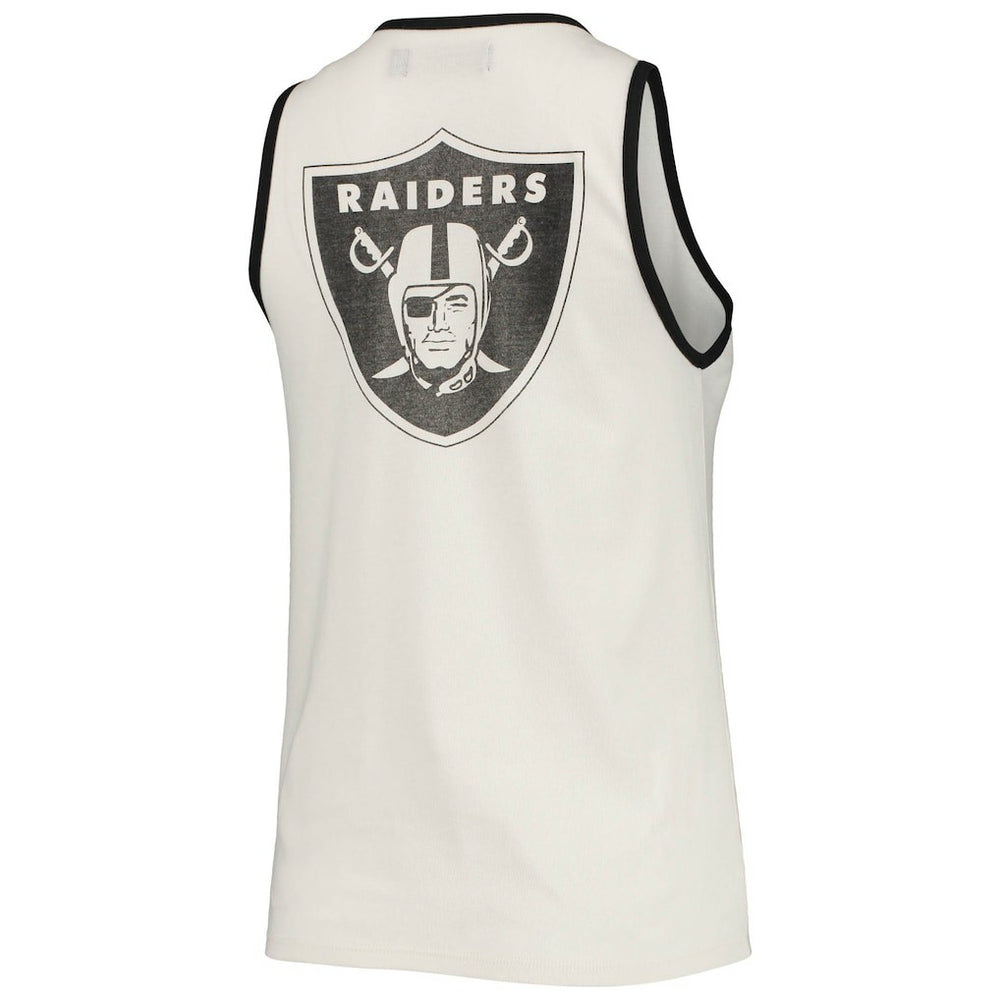 Las Vegas Raiders Junk Food Women's Throwback Pop Binding Scoop Neck Tank Top - White/Black - NFL