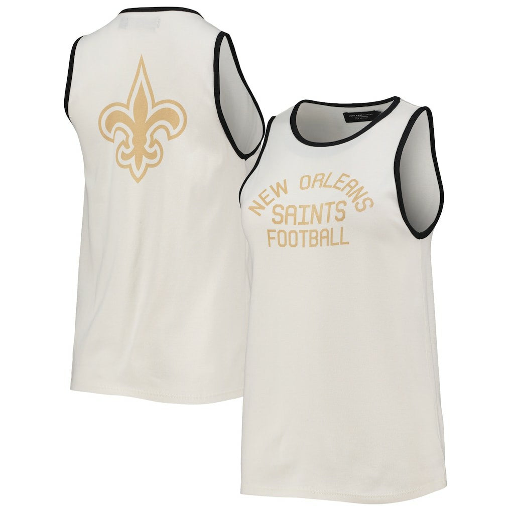 New Orleans Saints Junk Food Women's Throwback Pop Binding Scoop Neck Tank Top - White/Black - NFL
