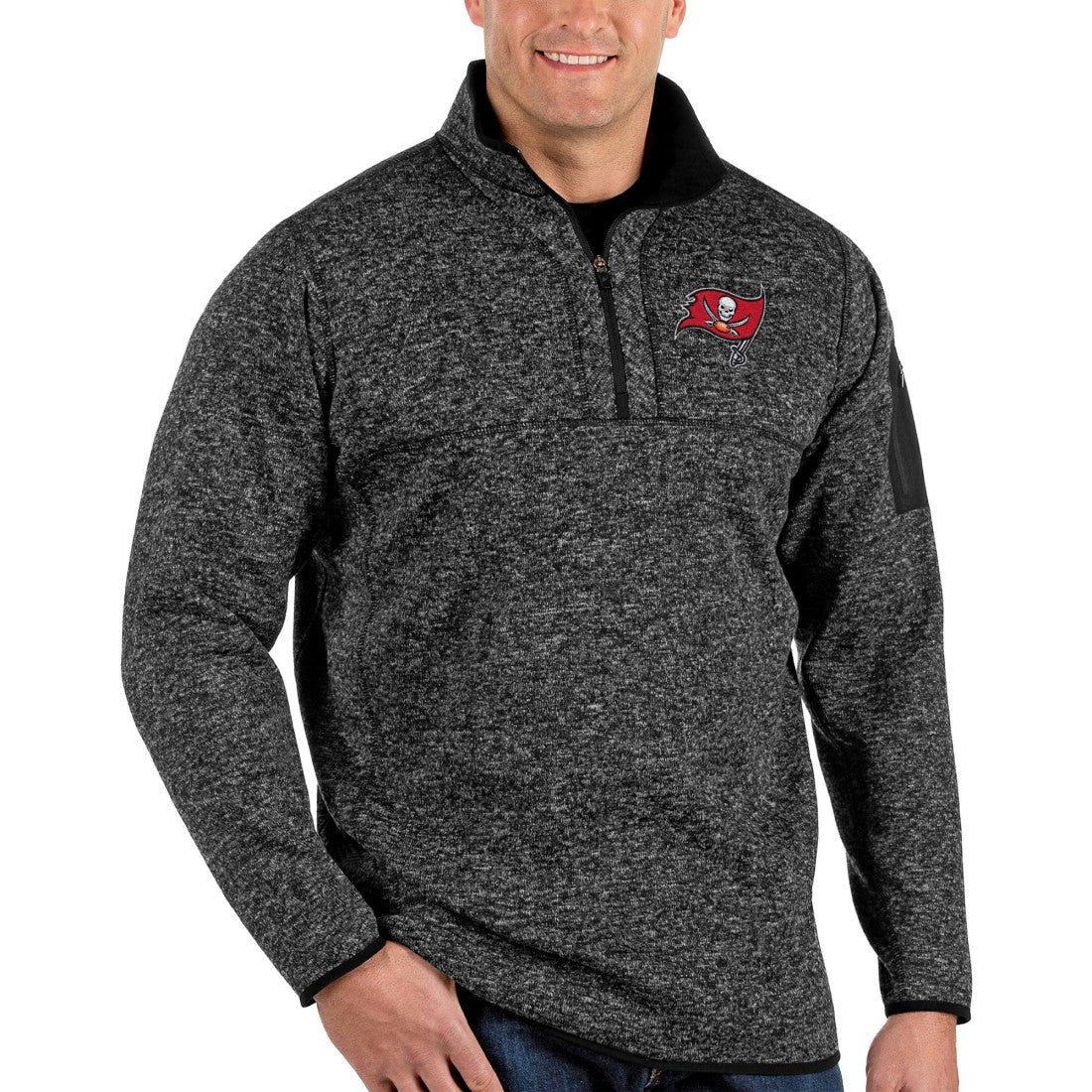 Tampa Bay Buccaneers Antigua Fortune Big & Tall Quarter-Zip Pullover Jacket - Heathered Black - NFL