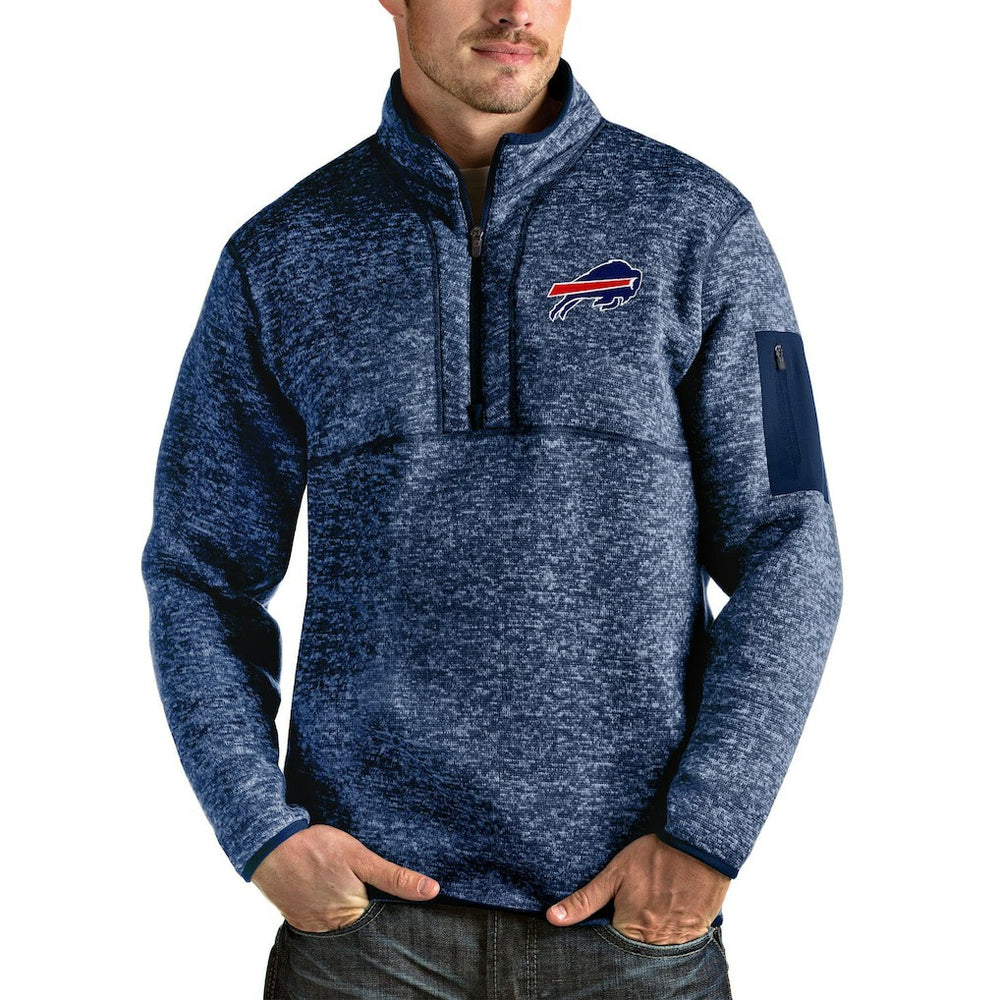 Buffalo Bills Antigua Fortune Quarter-Zip Pullover Jacket - Heathered Navy - NFL