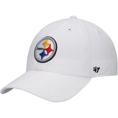Pittsburgh Steelers '47 Logo Clean Up Adjustable Hat - White - 47 brand