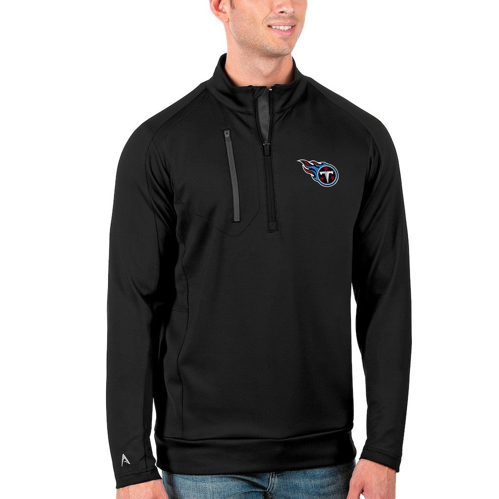 Tennessee Titans Antigua Generation Quarter-Zip Pullover Jacket - Black/Charcoal - NFL