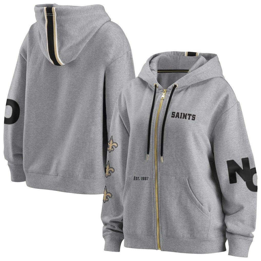 New Orleans Saints WEAR by Erin Andrews Women's Full-Zip Hoodie - Gray - NFL