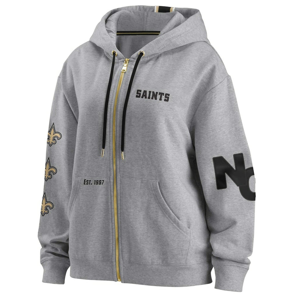 New Orleans Saints WEAR by Erin Andrews Women's Full-Zip Hoodie - Gray - NFL