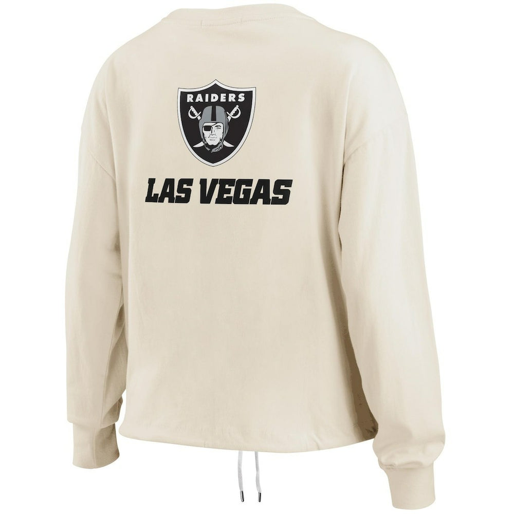 Las Vegas Raiders WEAR by Erin Andrews Women's Long Sleeve Crop Top Shirt - Oatmeal - NFL