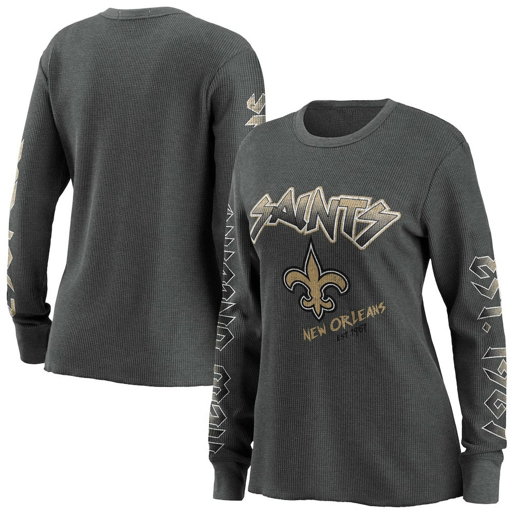 New Orleans Saints WEAR by Erin Andrews Women's Long Sleeve Thermal T-Shirt - Gray - NFL