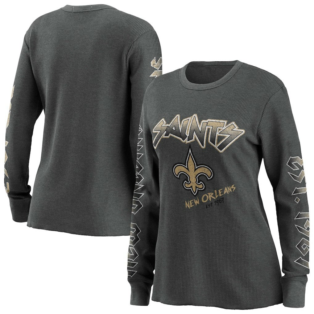 New Orleans Saints WEAR by Erin Andrews Women's Long Sleeve Thermal T-Shirt - Gray - NFL
