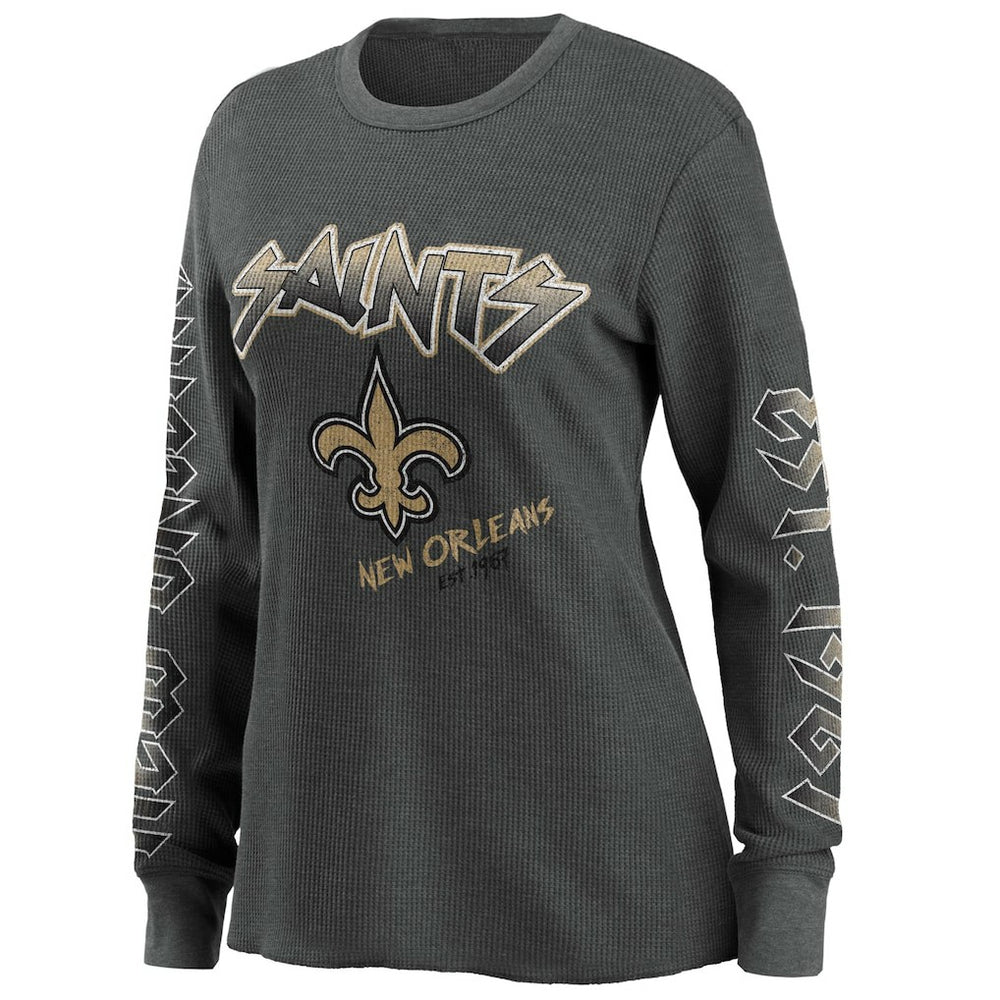 New Orleans Saints WEAR by Erin Andrews Women's Long Sleeve Thermal T-Shirt - Gray - NFL