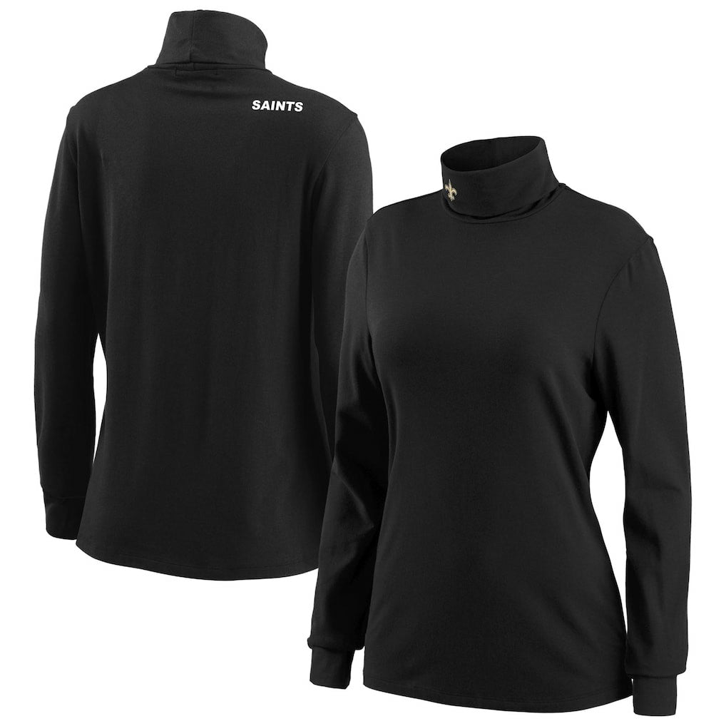 New Orleans Saints WEAR by Erin Andrews Women's Long Sleeve Tri-Blend Turtleneck T-Shirt - Black - NFL