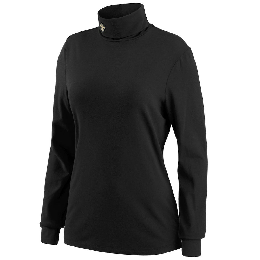 New Orleans Saints WEAR by Erin Andrews Women's Long Sleeve Tri-Blend Turtleneck T-Shirt - Black - NFL