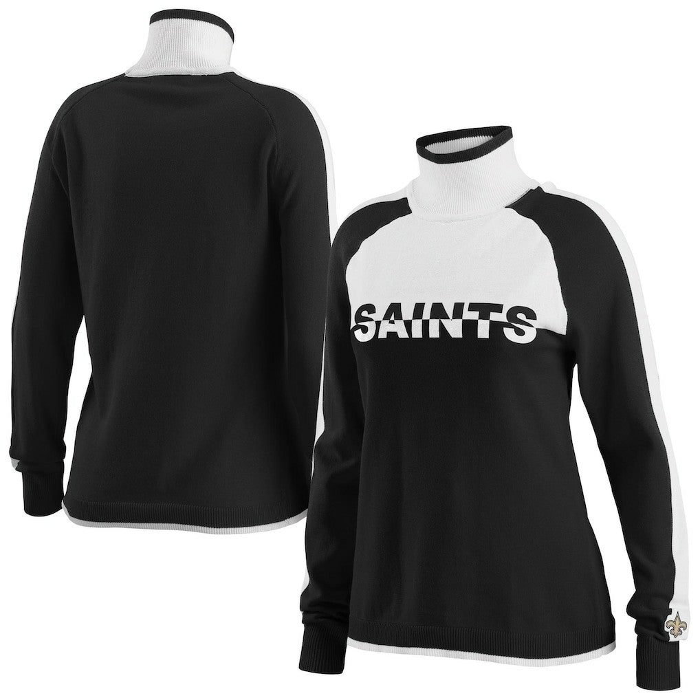 New Orleans Saints WEAR by Erin Andrews Women's Ski Raglan Pullover Sweater - Black - NFL