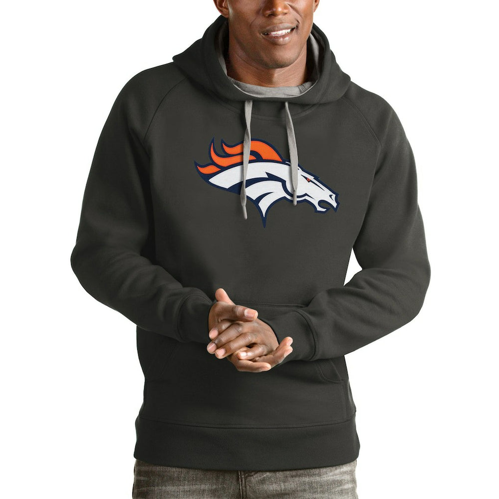 Denver Broncos Antigua Victory Pullover Hoodie - Charcoal - NFL