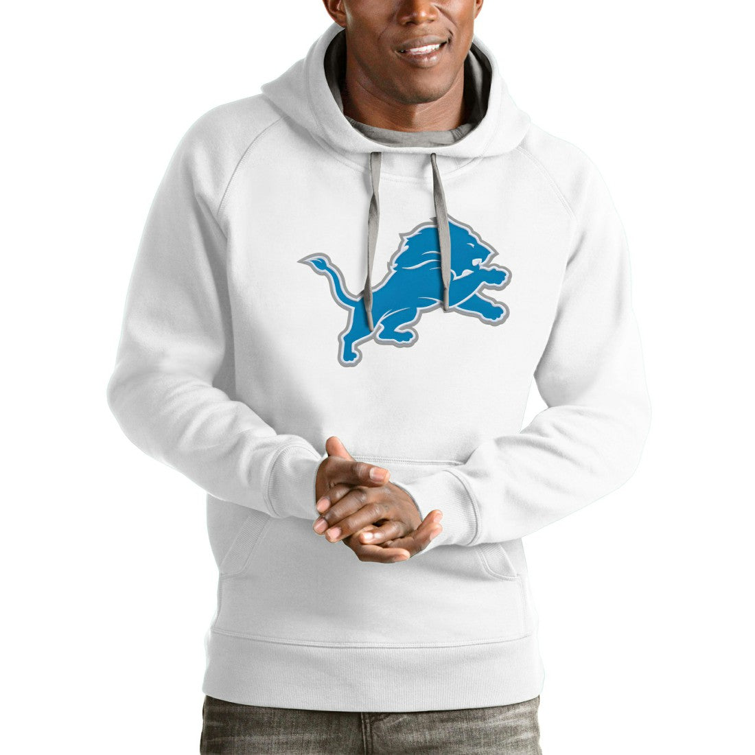 Detroit Lions Antigua Victory Pullover Hoodie - White - NFL