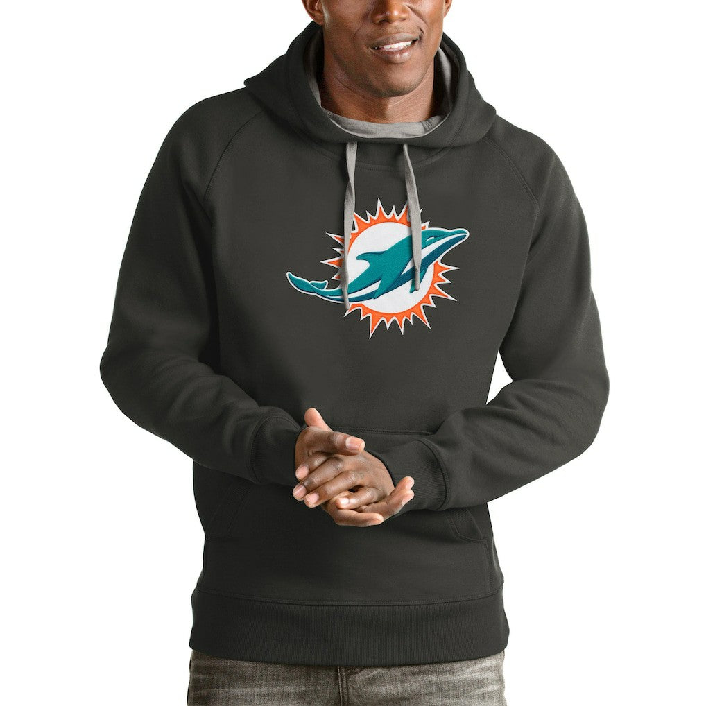 Miami Dolphins Antigua Victory Pullover Hoodie - Charcoal - NFL