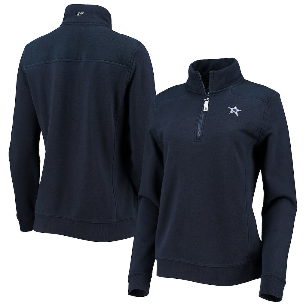 Dallas Cowboys Vineyard Vines Women's Shep Shirt Quarter-Zip Sweatshirt - Navy - NFL