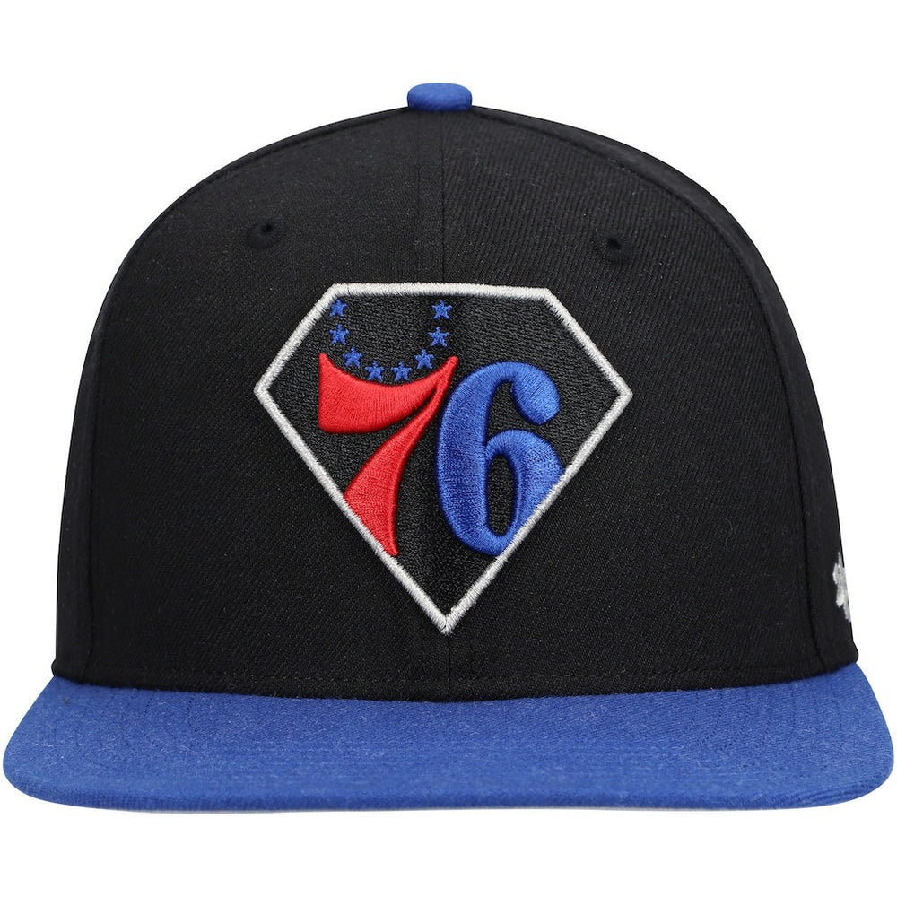 47 brand Philadelphia 76ers '47 75th Anniversary Carat Captain Snapback Hat Black/Royal