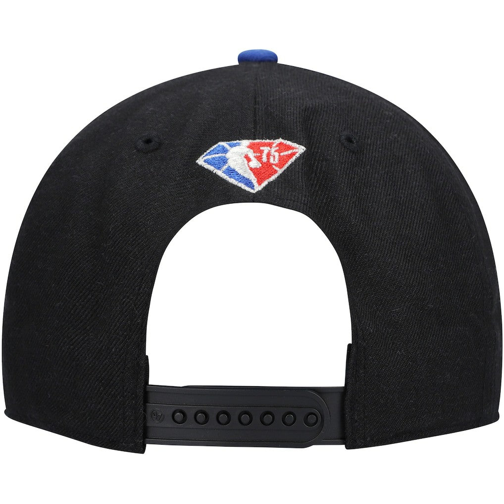 47 brand Philadelphia 76ers '47 75th Anniversary Carat Captain Snapback Hat Black/Royal