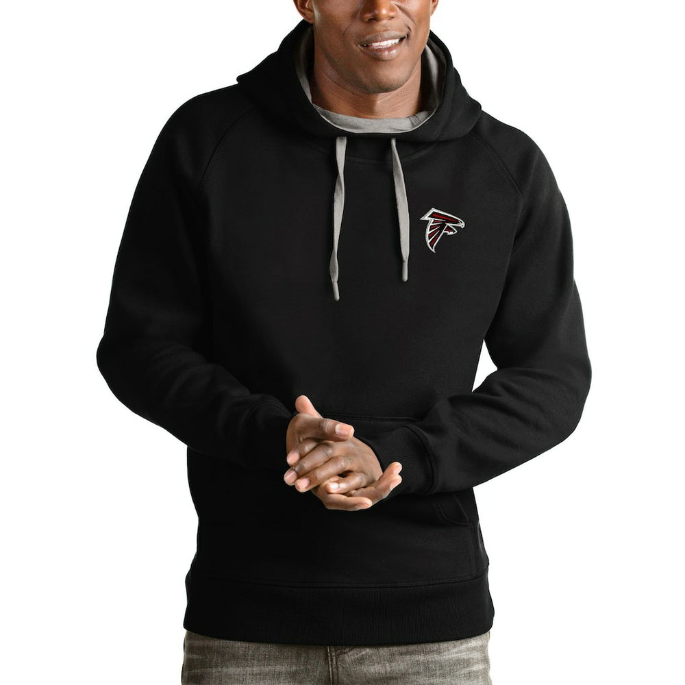 Atlanta Falcons Antigua Logo Victory Pullover Hoodie - Black - NFL