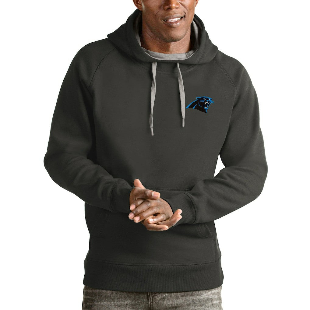 Carolina Panthers Antigua Logo Victory Pullover Hoodie - Charcoal - NFL