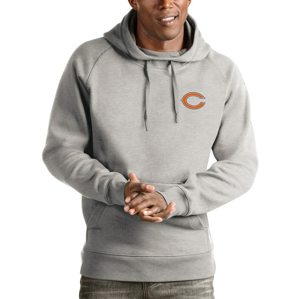 Chicago Bears Antigua Logo Victory Pullover Hoodie - Heathered Gray - NFL