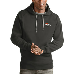 Denver Broncos Antigua Logo Victory Pullover Hoodie - Charcoal - NFL