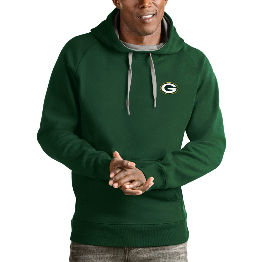 Green Bay Packers Antigua Logo Victory Pullover Hoodie - Green - NFL
