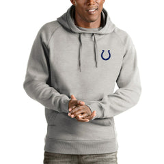 Indianapolis Colts Antigua Logo Victory Pullover Hoodie - Heathered Gray - NFL