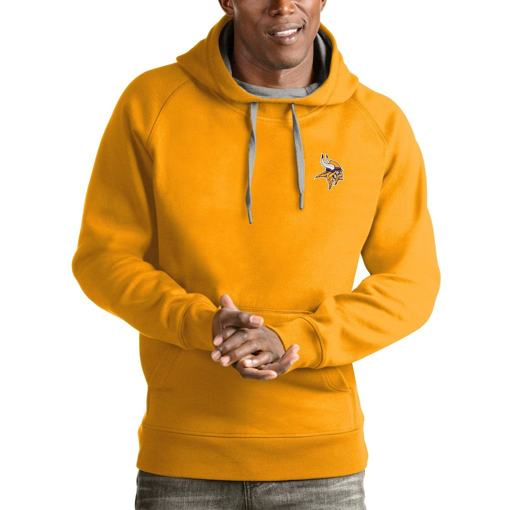Minnesota Vikings Antigua Logo Victory Pullover Hoodie - Gold - NFL