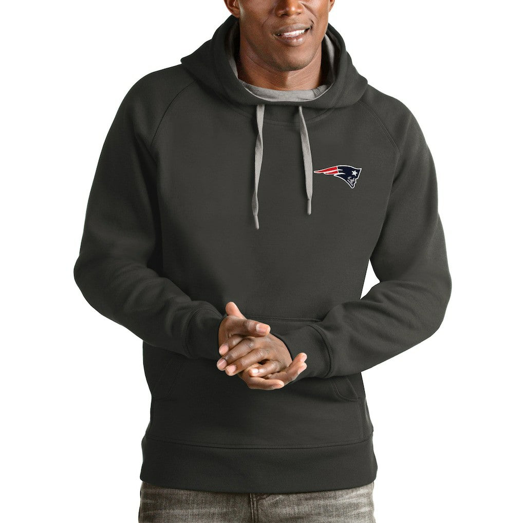 New England Patriots Antigua Logo Victory Pullover Hoodie - Charcoal - NFL