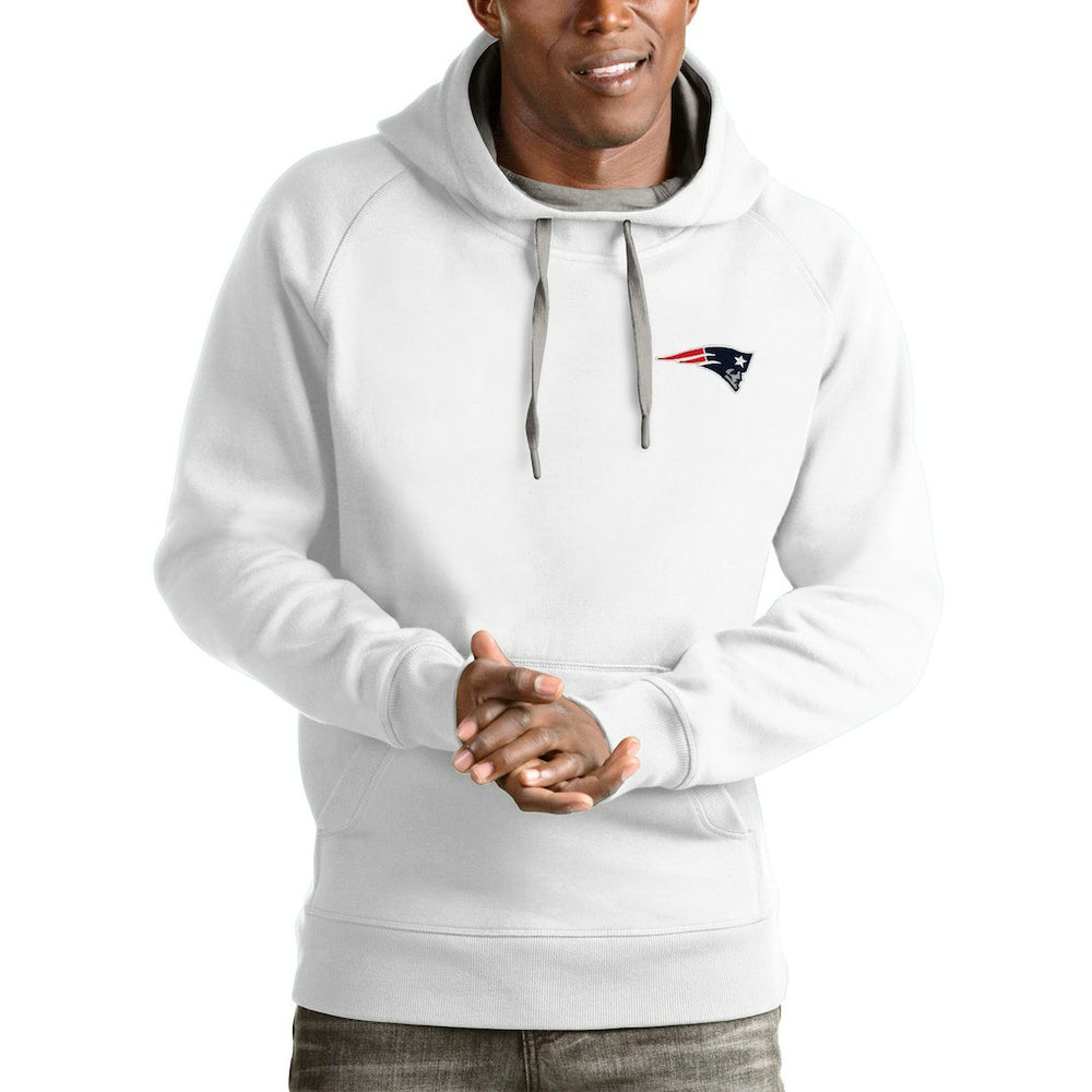 New England Patriots Antigua Logo Victory Pullover Hoodie - White - NFL