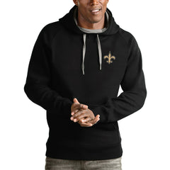New Orleans Saints Antigua Logo Victory Pullover Hoodie - Black - NFL