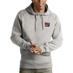 New York Giants Antigua Logo Victory Pullover Hoodie - Heathered Gray - NFL