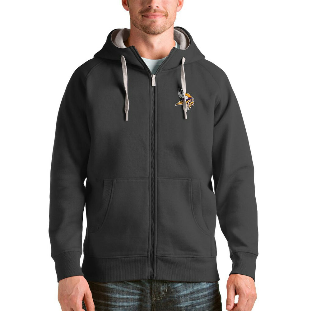 Minnesota Vikings Antigua Victory Full-Zip Hoodie - Charcoal - NFL